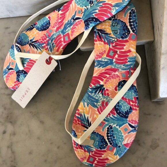 ESPRIT Flip Flops Party Pineapple Print 9 NWT - Picture 4 of 13